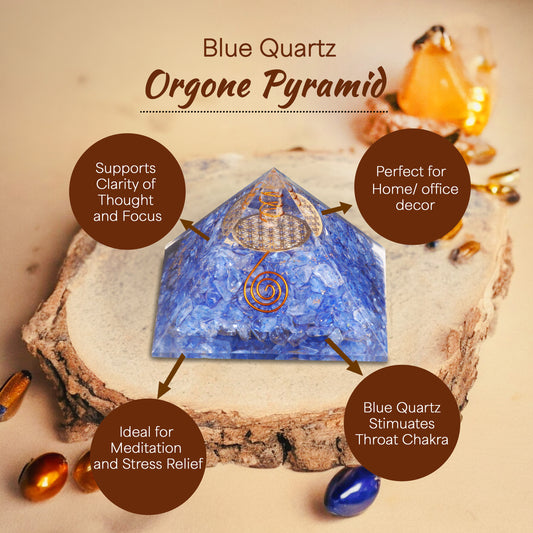 Blue Quartz Orgone Crystal Pyramid