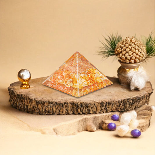Yellow aventurine Copper Coil Orgone Pyramid