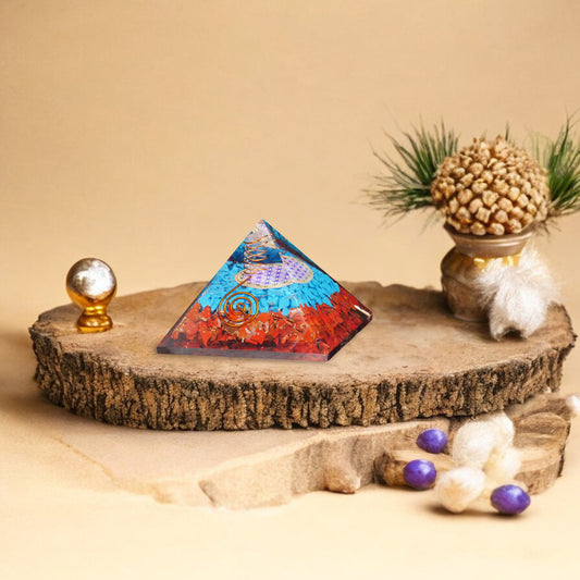 Red Jasper and Turquoise Orgone Crystal Pyramid