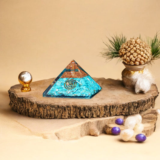 Turquoise Copper Coil Orgone Crystal Pyramid