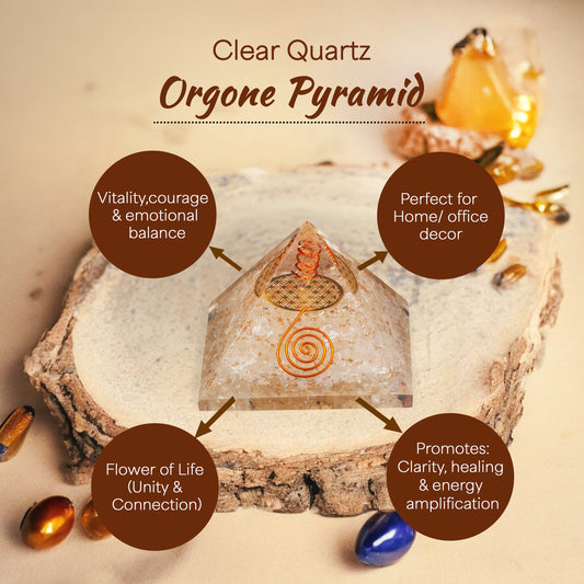 Clear Quartz Orgone Crystal Pyramid For Balance