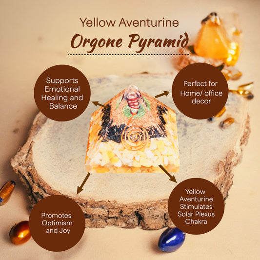 Yellow Aventurine and Black Tourmaline Orgone Pyramid