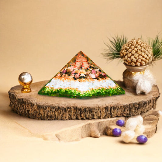 Green Aventurine, opalite, and Multi Tourmaline Orgone Pyramid
