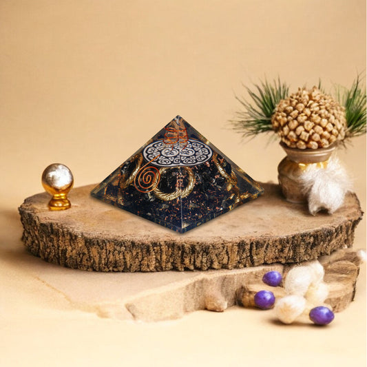 Black Tourmaline Sacred Geometry Orgone Crystal Stone Pyramid