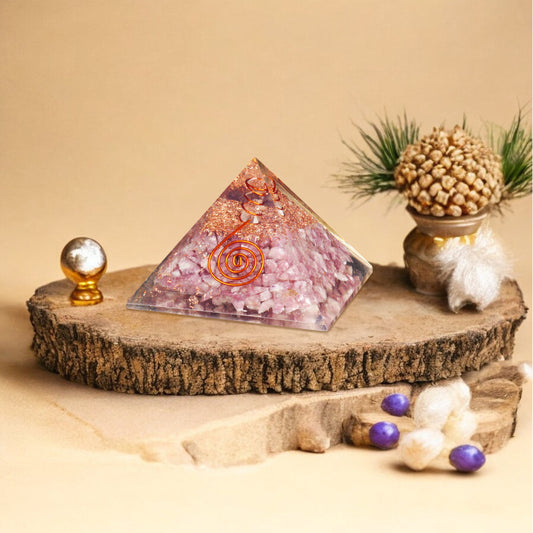 Lepidolite Orgone Crystal Stone Pyramid