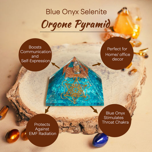 Blue Onyx Crystal Pyramid For Spirituality