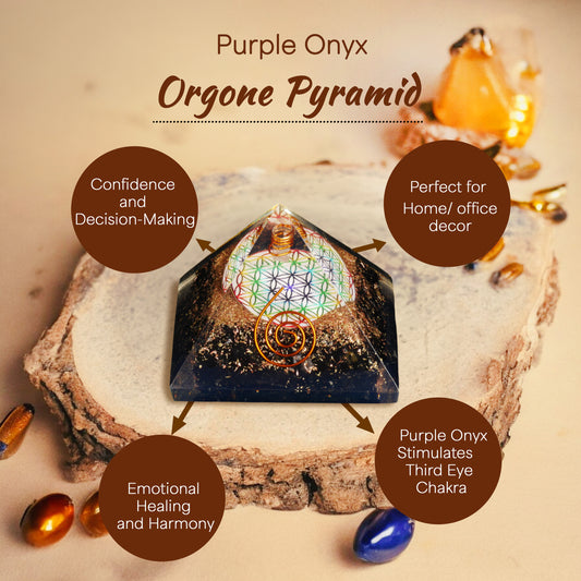 Purple Onyx and Green Onyx Orgone Pyramid