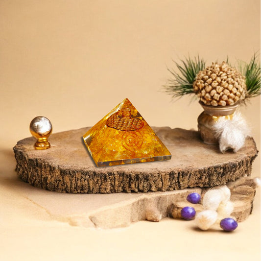 Yellow Onyx Orgone Crystal Pyramid