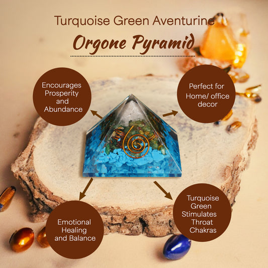 Turquoise and Green Aventurine Orgone Pyramid