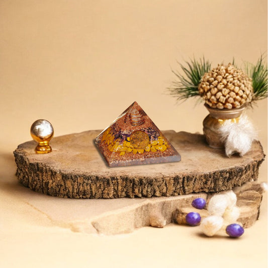 Camel Jasper and Amethyst Orgone Crystal Pyramid