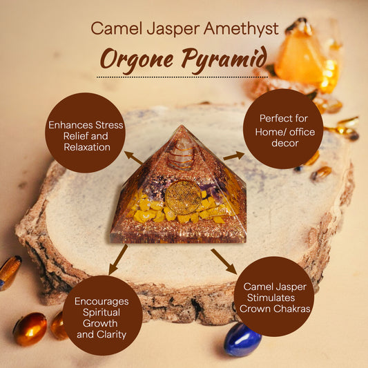 Camel Jasper and Amethyst Orgone Crystal Pyramid