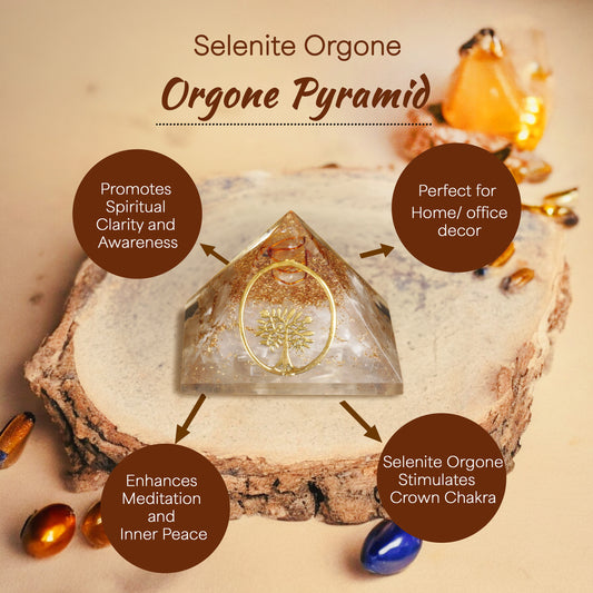 Selenite Orgone Crystal Pyramid For Clarity