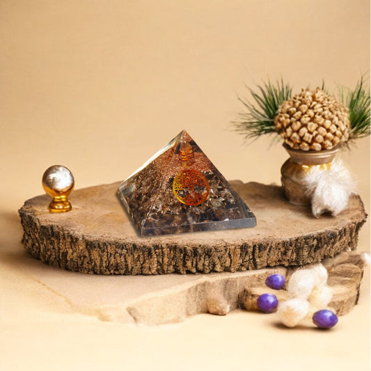 Black Tourmaline and Clear Quartz Orgone Pyramid