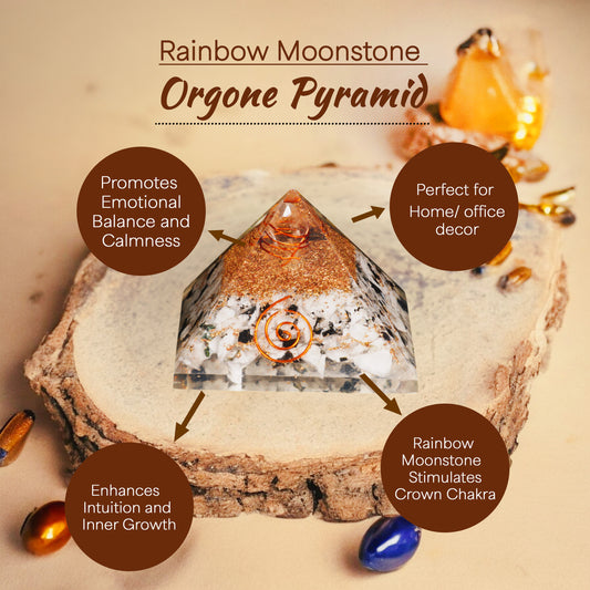 Rainbow Moonstone Orgone Pyramid For Negativity