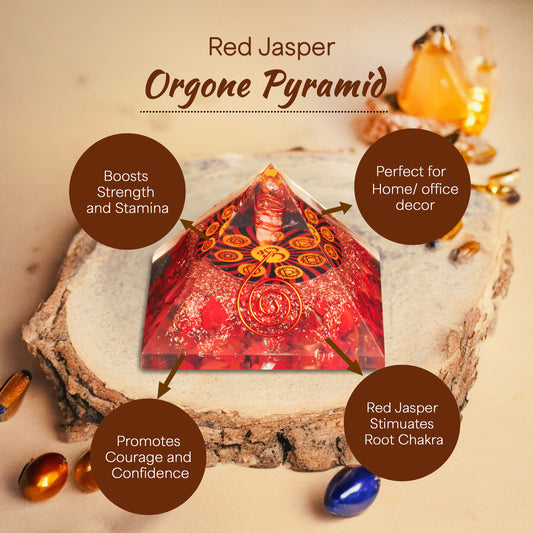 Red Jasper Om Orgone Crystal Pyramid