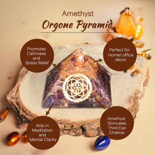 Amethyst Orgone Crystal Pyramid For Calmness