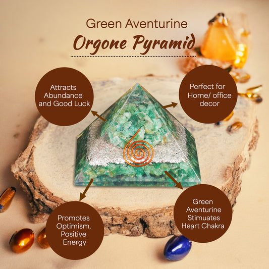 Green Aventurine Orgone Pyramid for Home Decor