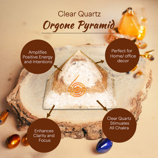 Clear Quartz Orgone Crystal Pyramid For Focus