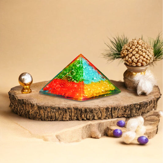 Red Onyx and Green Onyx Orgone Crystal Pyramid