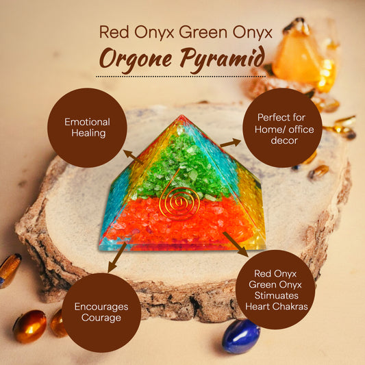 Red Onyx and Green Onyx Orgone Crystal Pyramid