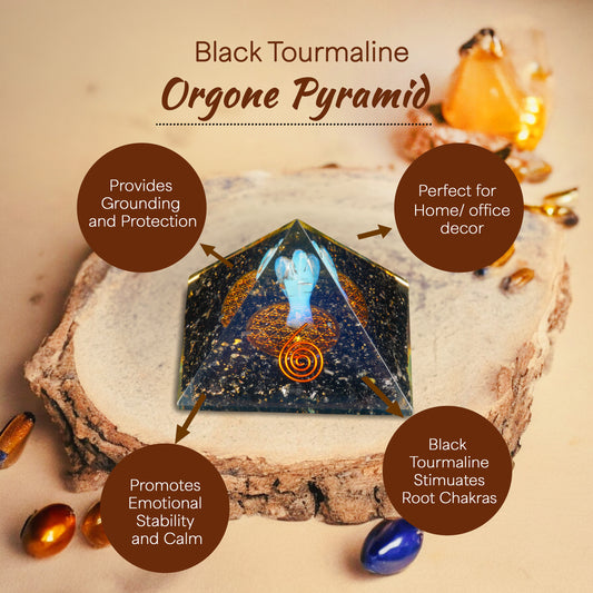 Black Tourmaline Blue Angel Orgone Pyramid