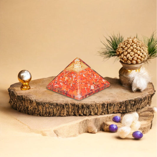 Red Jasper Orgone Crystal Pyramid for Motivation