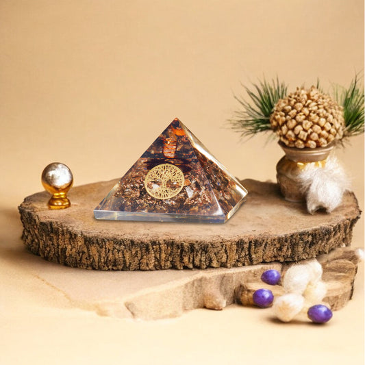 Black Tourmaline Tree of Life Orgone Crystal Stone Pyramid