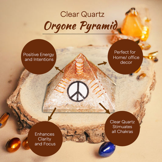 Clear Quartz Peace Orgone Crsytal Pyramid