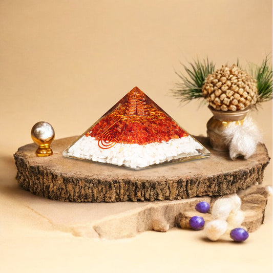 Rainbow Moonstone and Carnelian Orgone Pyramid