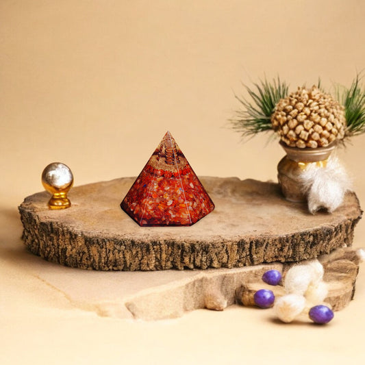 Carnelian Orgone Crystal Pyramid For Motivation