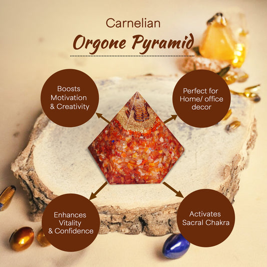 Carnelian Orgone Crystal Pyramid For Motivation
