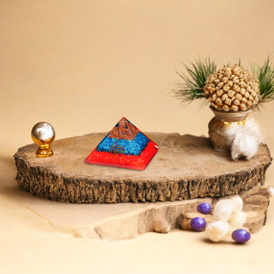 Red Onyx and Blue Onyx Orgone Crystal Pyramid