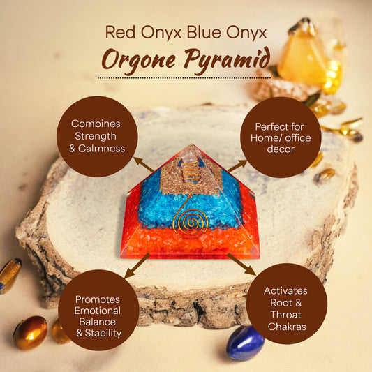 Red Onyx and Blue Onyx Orgone Crystal Pyramid