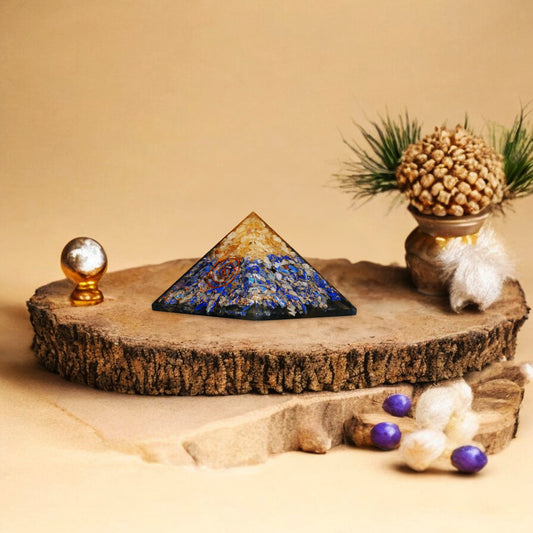Lapis Lazuli and Citrine Orgone Crystal Pyramid