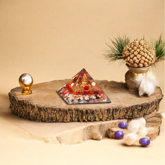 Mix Chakra and Shri Yantra Orgone Crystal Pyramid