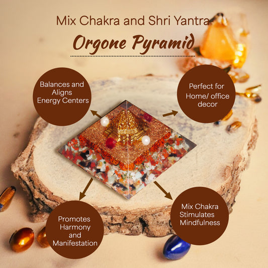 Mix Chakra and Shri Yantra Orgone Crystal Pyramid