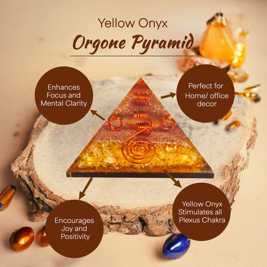 Yellow Onyx Orgone Pyramid For Happiness