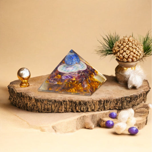 Amethyst Orgone Crystal Pyramid For Anxiety