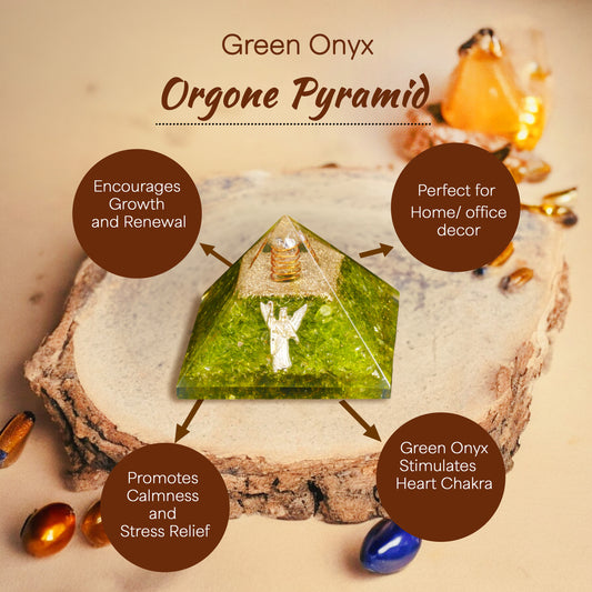 Green Onyx Orgone Pyramid For Confidence