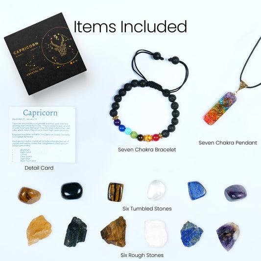 Capricorn Zodiac Crystal Kit, Healing Birthstone Gifts for Women/Men