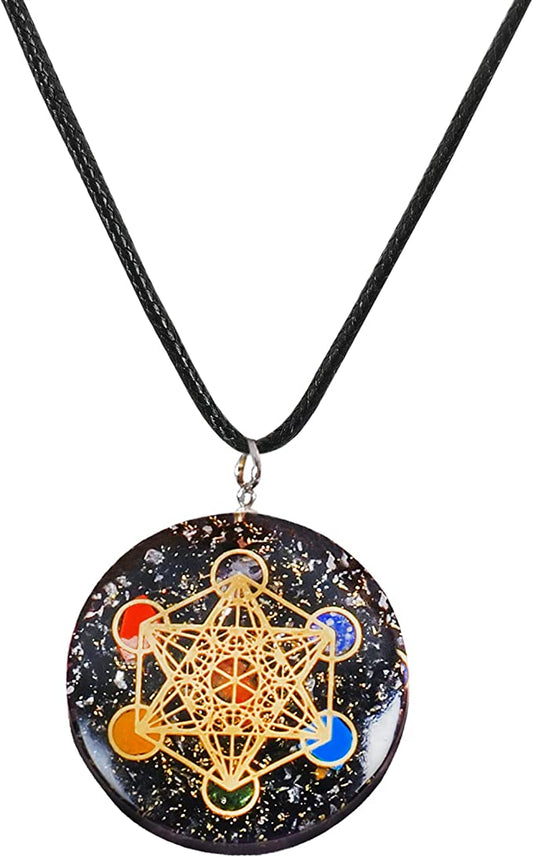 Black Tourmaline Orgone Crystal Necklace Orgonite Pendant