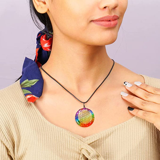 Seven Chakra Crystal Orgonite Pendant Necklaces