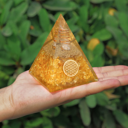 Citrine Orgonite Crystal Pyramid