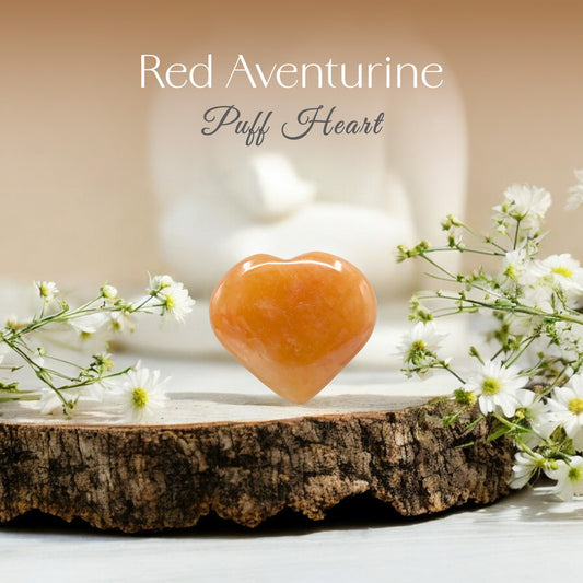 Red Aventurine Puff Heart