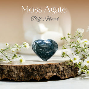Moss Agate Puff Heart