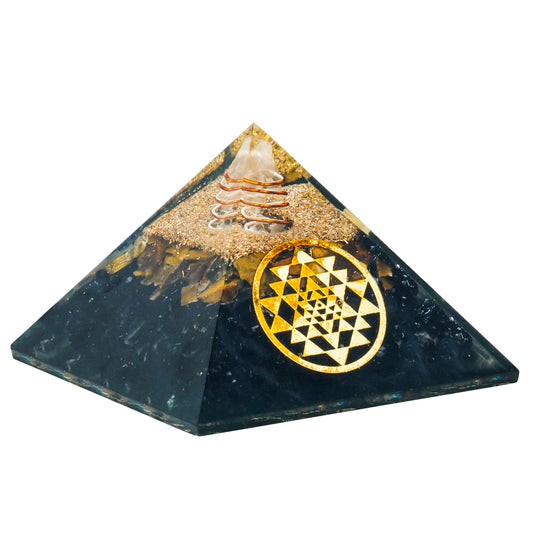 Black Tourmaline and Tiger Eye Orgone Pyramid