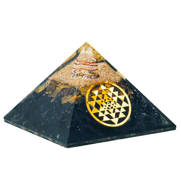 Healing Crystal Orgone Pyramid with Sri Yantra Symbol For Positive Energy