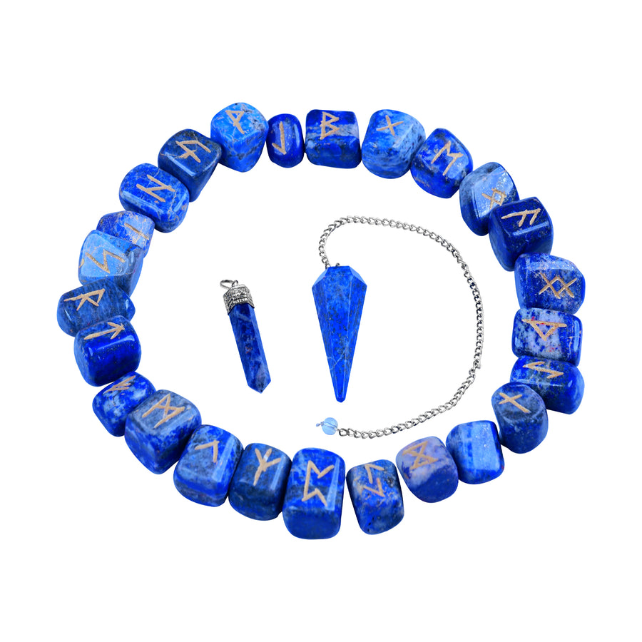Lapis Lazuli Gemstone Runes Set