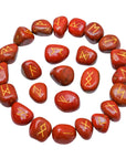 Red Jasper Engraved Runes Stone Set