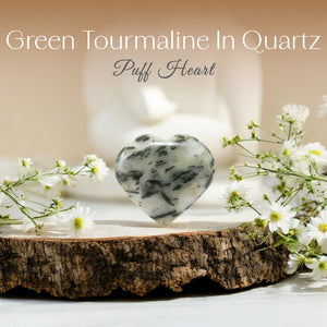 Green Aventurine in Quartz Puff Heart